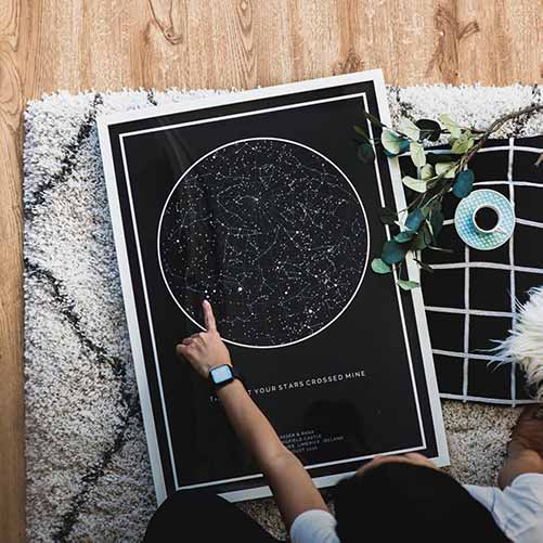 star map sample photo with black frame