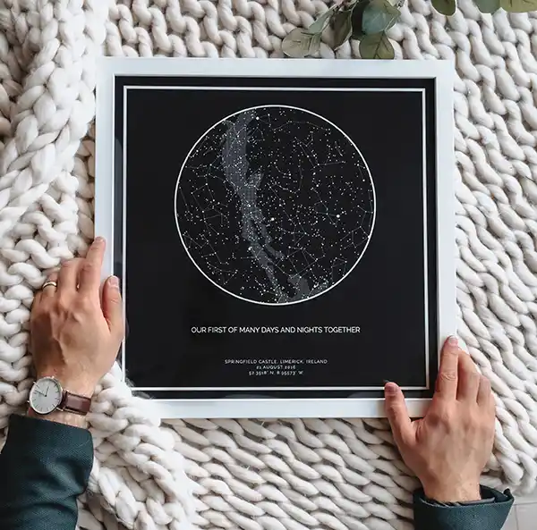 wooden framed star map sample