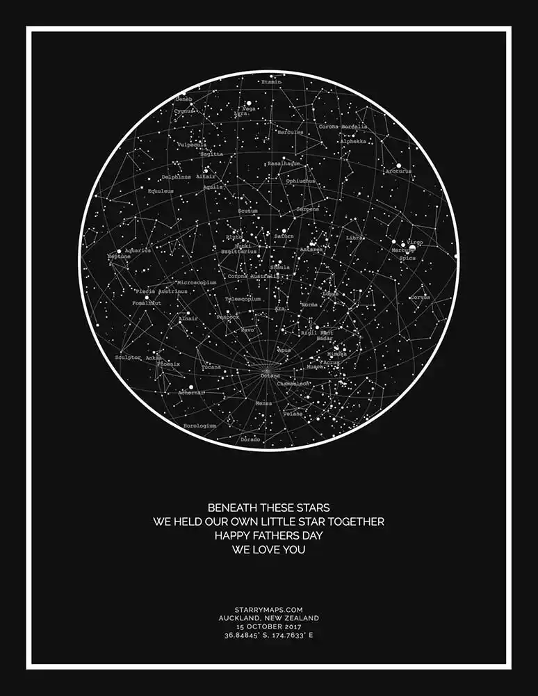 Night sky star map, black background, not framed, large