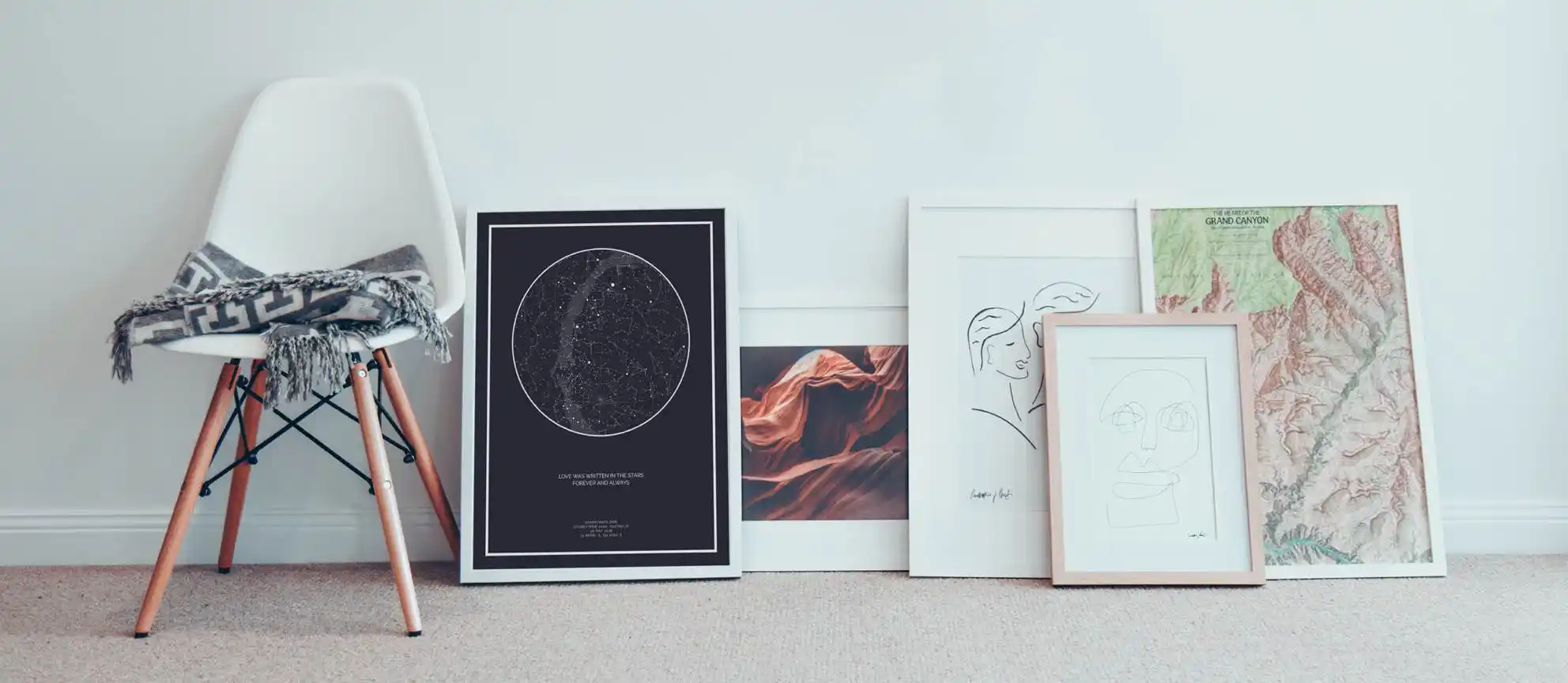 Custom star map print on wall